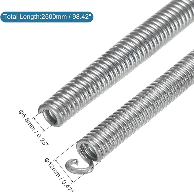 MECCANIXITY Spring Tube Bender OD 12mm/0.47" Steel Spring Pipe Copper Tubes 2500mm/98.42" Long for 5/8" Copper Pipe(16mm) in Home Renovations,Electrician Wiring Bending Pipe(insert-pipe use)