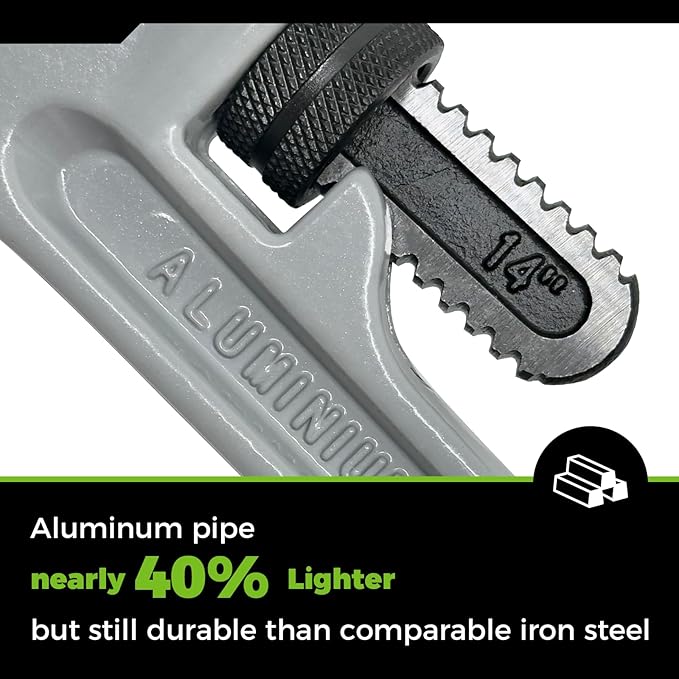 3-Piece Heavy Duty Aluminum Straight Pipe Wrench Set, 10", 14", 18", Adjustable Plumbing Wrench Set, Drop Forged, Exceed GGG standard