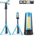 Rechargeable Camping Light with Stand 7ft Max Height, 15000mAh Portable Cordless LED Work Light, 5500 Lumen 6500/4500/3500K Dimmable Emergency Flashlight with Detachable Tripod, Blue