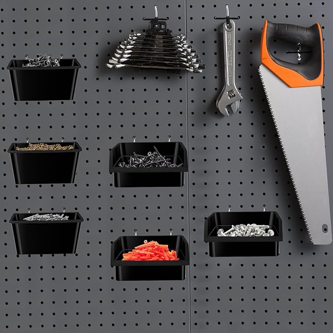 248PCS Pegboard Accessories Organizer Kit,1/8 and 1/4 inch Pegboard Hooks Assortment, Pegboard Bins, Metal Hooks for Hanging Storage (Black)
