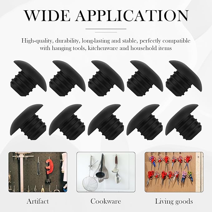 120Pcs Pegboard Hook Locks - Peg Hook Stoppers Clips Fit for 1/4 Inch Peg Board Retainer Clips Secure Hooks for Garage Tool Organization, Workshop Retail Display (Black)