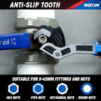 Rizom Self Adjusting Wrench, 8” and 12” Pipe Wrench, 2-Piece Self Adjustable Wrench Set with 3/8 to 1-3/4 inch Jaw Open