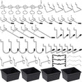 Pegboard Hooks with Bins, Peg Locks, for Organizing Various Tools, 117 PCS, 60 of Which are Locks