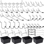 Pegboard Hooks with Bins, Peg Locks, for Organizing Various Tools, 117 PCS, 60 of Which are Locks