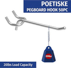 unp POETISKE Pegboard Hooks 0.204'' Diameter 6 inch Silver Metal Ball Ending Garden Tool Organizer Fits 1/4’’ Pegboard Garage Wall Hooks 50PCS