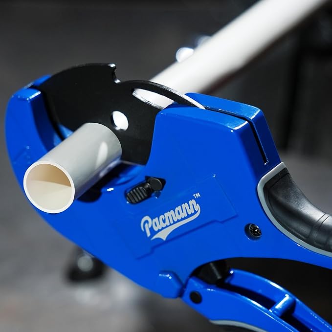 PVC Pipe Cutter, Up to 2-1/2", Ratchet Pipe Cutter Heavy-Duty, Pex Cutting Tool for Cutting PEX, PVC, PPR Plastic Hoses and Plumbing Pipe with Deburring Tool