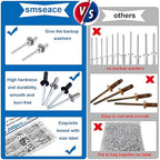 smseace 200Pcs1/8"x1/4" Pop Rivets with Washer Assortment Kit 3.2x6.4mm Pop Rivets and 1/8" 304 Stainless Steel Backup Washers Aluminum Rivets kit for Metal/Furniture/Automotive/Instruments