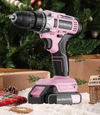 GardenJoy Cordless Power Drill Set - 21V Electric Drill Driver Kit with Battery and Fast Charger, 65pcs Acessories, 2 Variable Speed Control, 3/8-Inch Keyless Chuck and 24+1 Torque Setting