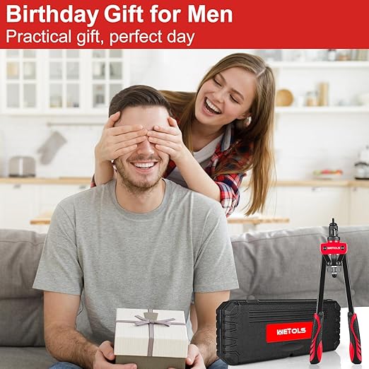 WETOLS Rivet Nut Tool Kit, 14-Inch Rivnut Tool with 7 Metric and SAE Mandrels, Professional Hand Riveter with 70Pcs Rivnuts Assortment Kit, Manual Rivet Nut Gun with Rugged BMC Case