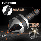 THINKWORK 5 Pcs Four Spiral Flute Step Drill Bit Set & 5 Pcs Countersink Drill Bits with Tool Box, Nitriding HSS Drill Bits for Metal, Aluminum, Wood, Plastic