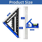 7inch Rafter Square and 12inch Combination Square Set -CNC-Machined Aluminum Alloy,Heavy Duty Carpenter Square for Woodworking and Home DIY