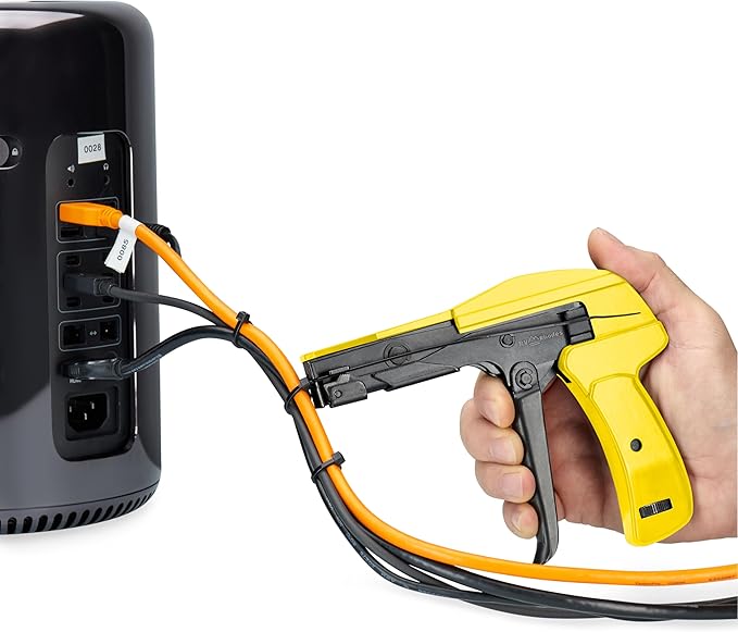 42712 Zip Tie Gun/Cable Tie Install Tool, Adjustable Tension with Built-In Cutter, for Nylon Ties up to 1/4”- Yellow