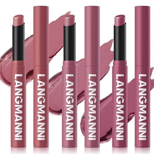 Jolilab 3 Pcs Velvet Matte Lipstick Nude Matte Soft Dark Color Stick Waterproof Long-Lasting Non-Stick Cup High Pigmented Lip Stick Lip Balm Beauty Cosmetics Gift for Girls（07#+08#+09#