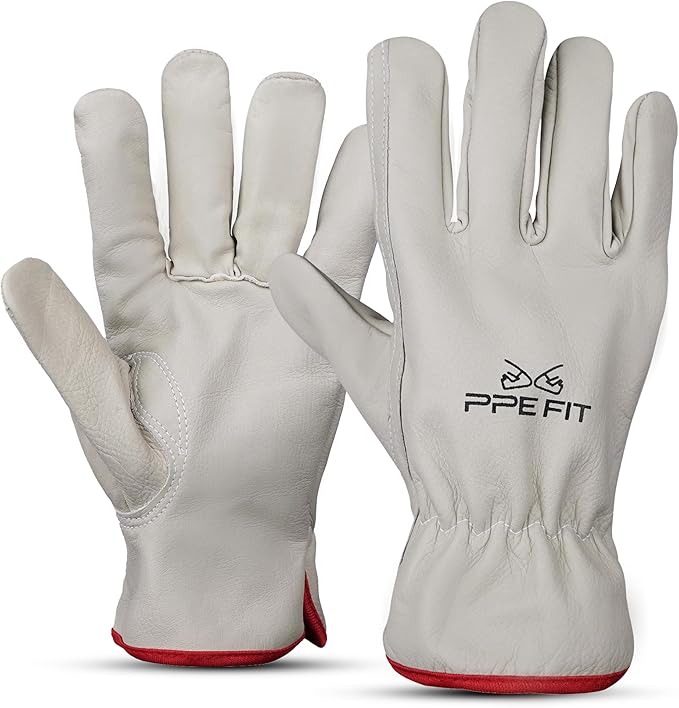 12 Pairs Leather Work Gloves, Durable Hand Protection for All Environments, Perfect for Industrial & Residential Use