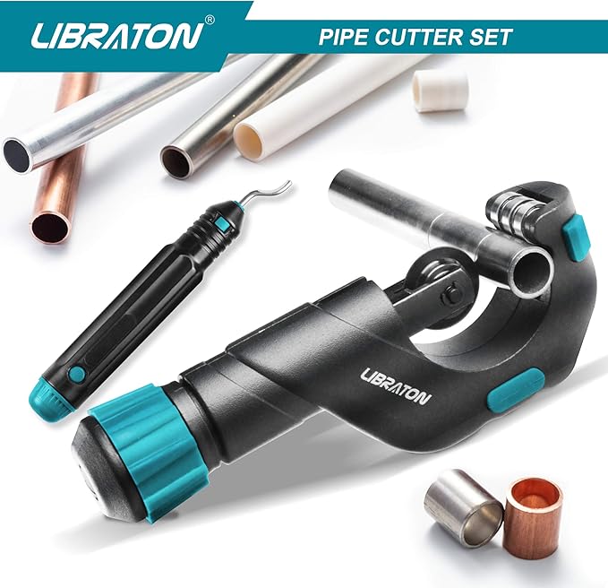 Libraton Pipe Cutter, Tubing Cutter 3/16" to 2" Outer Diameter, Copper Pipe Cutter, Tube Cutter with Deburring Tool, Copper Cutter, Pipe Cutter Tool for Copper, and Thin Stainless Steel Tube