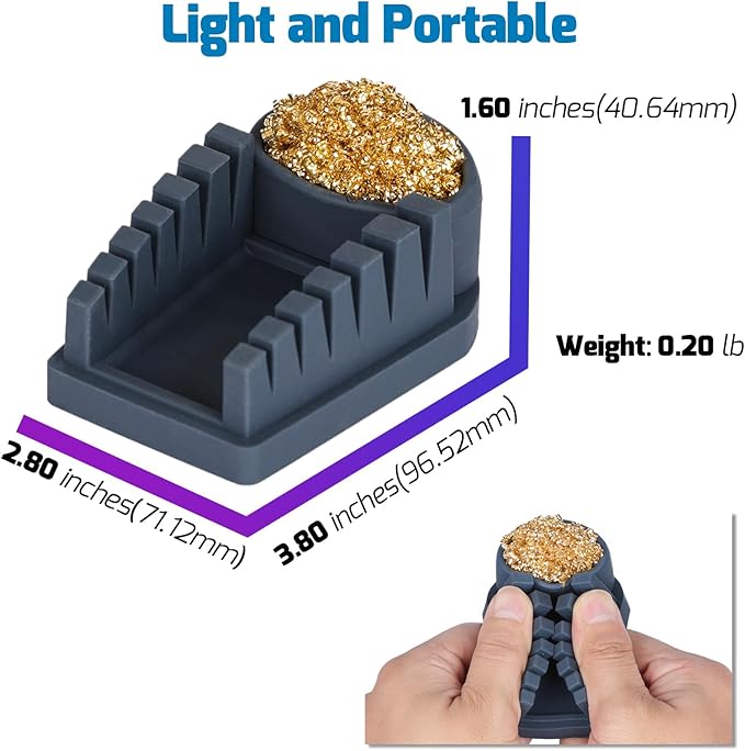 WEP S200 Gray Soldering Wire Holder, Heat Resistant Silicone Stand with Brass Wool Tip Cleaner and 6 V-shaped grooves, Helping Hands for Soldering