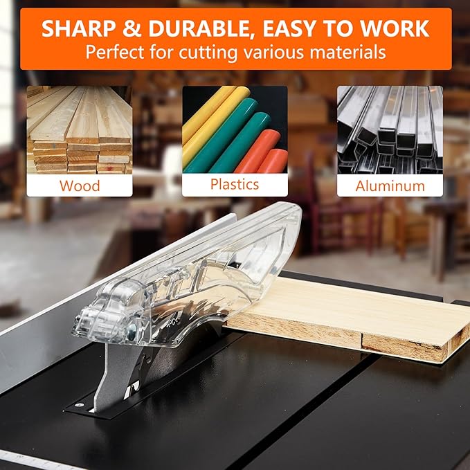 Table Saw for Jobsite 8-inch, 6.7-Amp Copper Motor, Cutting Speed up to 3576RPM, 24T Blade, Compact Portable Table Saw Kit, with Sliding Miter Gauge DIY Woodworking and Furniture Making, Orange