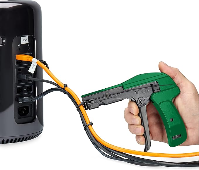 42711 Zip Tie Gun/Cable Tie Install Tool, Adjustable Tension with Built-In Cutter, for Nylon Ties up to 1/4”- Green