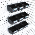 FRIMOONY 16 Pack Pegboard Bins with Hooks and Labels, for Organizing Accessories, Black