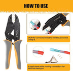 Mulwark Wire Crimping Tool for Heat Shrink, Wire Crimper AWG 10-22 | Professional Wire Crimpers-Crimping Pliers for Automotive, Marine & DIY Electrical Projects