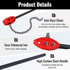 YHK Chain Pipe Wrench, 36” Heavy Duty Chain Tongs with 29.4" Chain Length, Heavy-Duty Chain Wrench for Pipe Installation, Repair, and Maintenance, Fit for 3/4"-4" Pipe Diameters