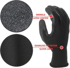 Evridwear Crinkle Latex Rubber Hand Coated Safety Work Gloves for Men Women General Multi Use Construction Warehouse Gardening Assembly Landscaping (XS-Size) 12 Pairs Pack