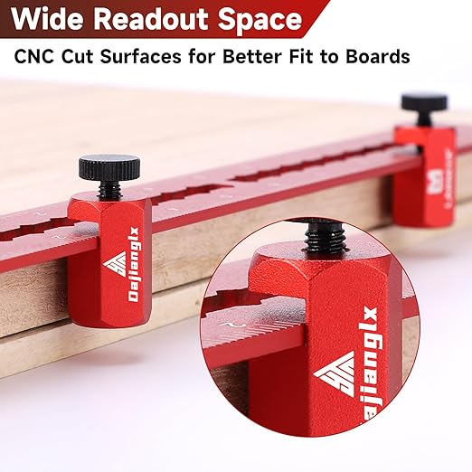 Carpenter Square 8 x 12 Inch and Tall Stair Gauges Set, for Framing Square Stop with Holder and Hook, Aluminum L Shape Angle Right Ruler, Red
