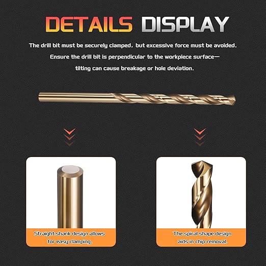 Drill Bit, #20 Cutting Diameter, 4341 HSS Gold Finish 135° Cutting Angle Number Jobber Bits - (Applications: for Drilling Soft Metal Plastic Wood), 10-Pieces