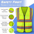 Custom Safety Vest Logo High Visibility Work Vests for Men Customize Hi Vis Reflective Construction Workwear