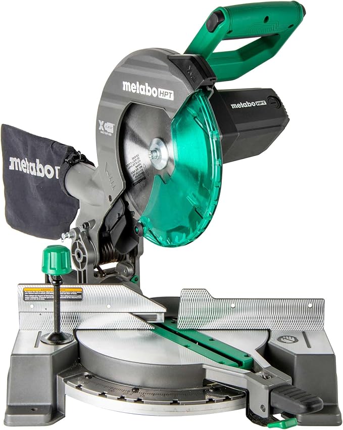 Metabo HPT 10-Inch Compound Miter Saw, Xact Cut LED Shadow Line System, Precision Miter Angles, Single Bevel 0-45°, 40T TCT Blade, Positive Stops, Lightweight Design, C10FCGS 2nd Gen Version, C10FCG2
