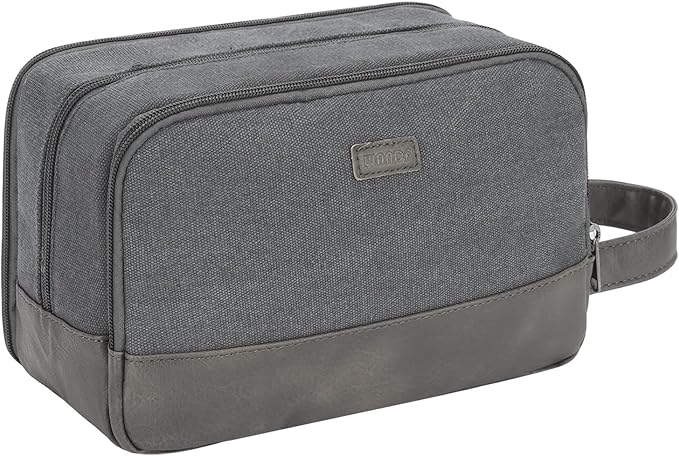 WANDF Travel Toiletry Bag for Men Large Toiletries Shaving Bag Water Resistant Hanging Dopp Kit Travel Accessories Bag for Women Men (Grey)