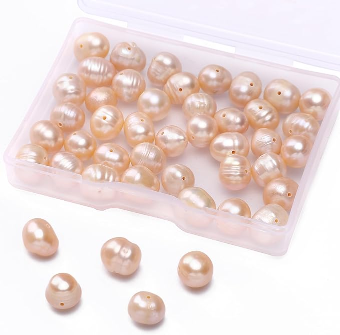 Natural Pearl Beads Potato 8-9mm Pink Freshwater Cultured Loose Gemstone Beads for DIY Jewelry Making 13.8''/Strand HQ