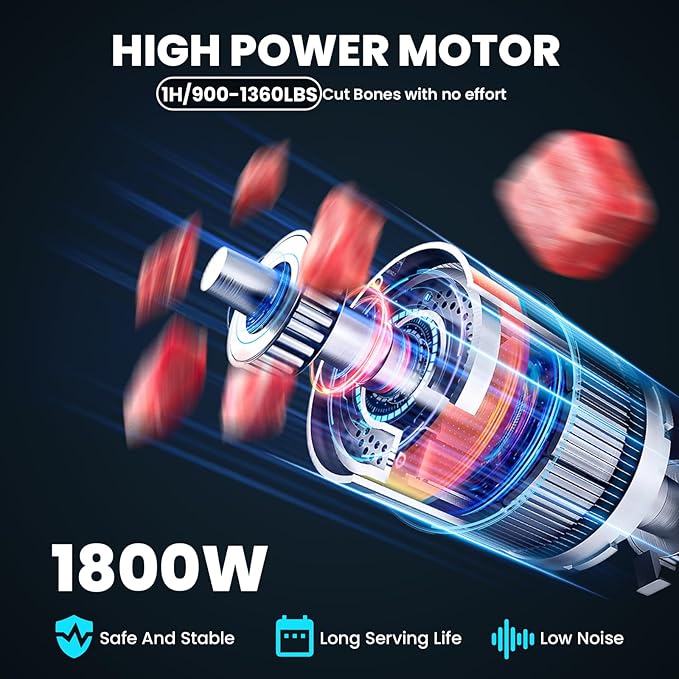 1800W Commercial Electric Bone Saw Machine, 0-7.8 Inch Cutting Thickness, 2.8HP Frozen Meat Cutter 110V Bandsaw Machine, 15" x 20" Table Sawing for Frozen Meat Rib Pork Beef with 8 Saw Blades