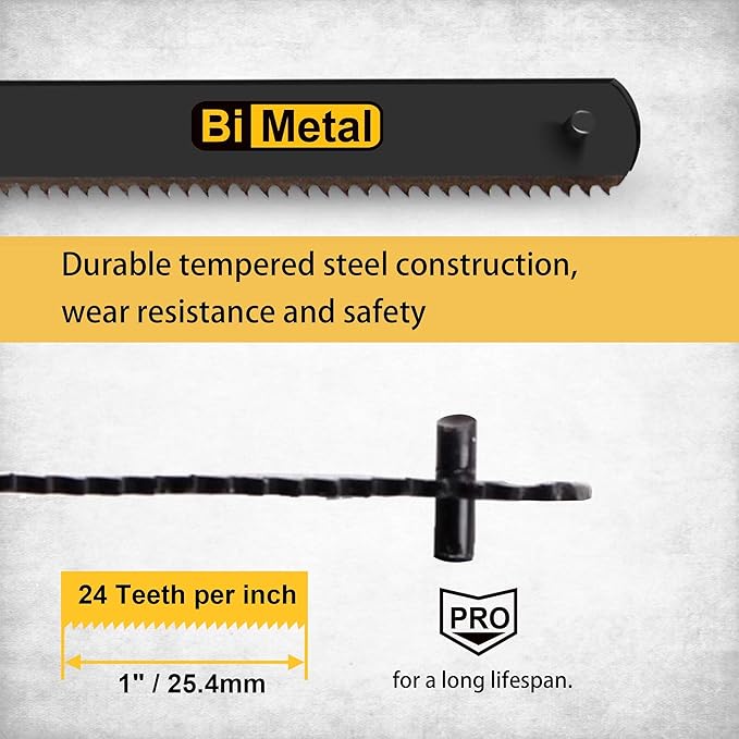 6in. Pro Bi-Metal HSS Mini Hacksaw Replacement Blades, Fine Finish Cut Hacksaw Blade Set 24 TPI 10 pk