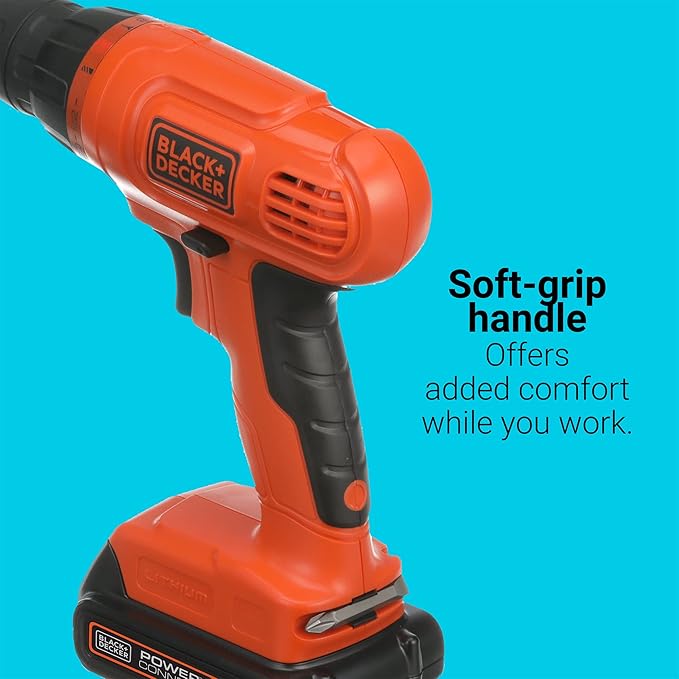 BLACK+DECKER 20V MAX* POWERCONNECT Cordless Drill Kit + 100 pc. Kit (BDC120VA100), Orange