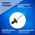 New Age America® 342pcs Blind Pop Rivets & Backup Washers | 3/32" to 1/4" | Black | 14 Sizes | SAE Size Aluminum Rivets & 304 Stainless Steel Backup Washers | Rivet Kit w Steel Mandrel | Labelled Case