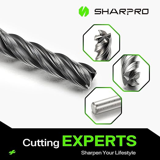 6mm Shank 6mm Cutting Dia. Carbide Square End Mills 4 Flute AlCrN Coated CNC Milling Bits, Apply for Alloy Steel, Stainless Steel, and Various Cast Iron (5PCS)