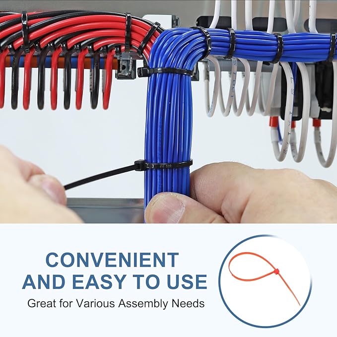 PATIKIL Cable Zip Ties 14 Inch, 100 Pcs Self-Locking Nylon Wire Tie Wraps Heavy Duty Cord Management with 50 lbs Tensile Strength for Indoor and Outdoor, Red (0.2" W)