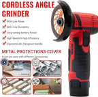 Housiwill Mini Angle Grinder Tool, 19500RPM Cordless Angle Grinder, Cordless Electric Power Angle Grinder Tool with 2pcs Batteries, 76mm Grinder Handheld Cutter for Metal Wood Grinding and Cutting