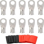 0 Gauge Tinned Copper Lugs 10 PCS 1/0 AWG - 1/2'' Cable Lugs UL Listed Terminals 1/0 Gauge Wire Lugs Battery Cable Ends 10 PCS Heavy Duty Closed End Crimp Copper Lugs with 10 PCS 3:1 Heat Shrink Tube