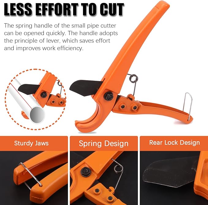 Tanstic 3Pcs Ratchet PVC Pipe Cutter Tool and PEX Straight Cut Pipe Cutter with Mini Tube Cutter, Ratchet-type Pipe Cutter One-hand Fast Pipe Cutting Tool PEX Tube Cutters for Pipe Cutting