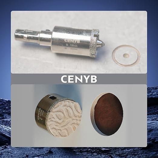 1-3/128inch | 26mm Diamond Hole Saw with Center Drill bit and Diamond-Coated Center Drill bit for Ceramic Glass Marble Fiberglass Granite and Porcelain Tiles by CENYB