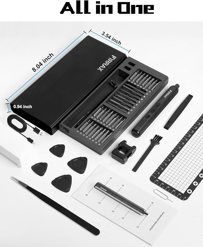 Mini Electric Screwdriver 3.7V, FIRRAX 76-in-1 Small Precision Electric Screwdriver Set with 5 Torque Levels, S2 Magnetic Bits, LED Lights, Power Screwdriver Repair Tool Kit for Laptop/Phone/Camera