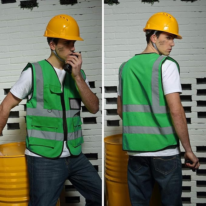 BeautyWill Custom Safety Vest Customized Logo Class 2 High Visibility Reflective Vest with Pockets Construction workwear
