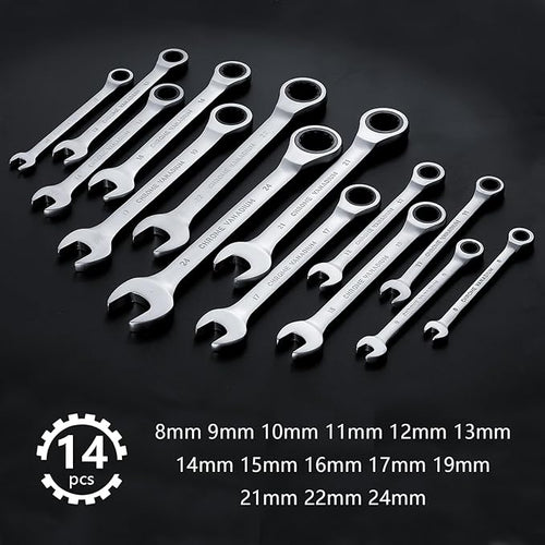 14pcs Wrench Set – Versatile Ratchet Wrenches for Efficient Automotive Repairs - Professional Grade Combination Wrench Set