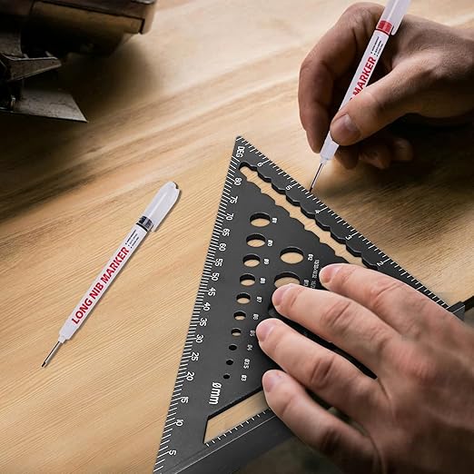 Carpenter Square 7 Inch Rafter Square Tool, Multi-Purpose Farming Carpenter Tools, Woodworking Square Laser Scales Anodized Ruler Body, Aluminum Metal Squares, Black