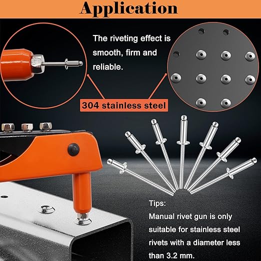 100pcs 1/8 x 3/8 inch 304 Stainless Steel Pop Rivets, 3.2 x 10mm Blind Rivets for DIY/Automotive Repairs/Furniture