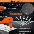70pcs 3/16 x 3/8 inch 304 Stainless Steel Pop Rivets, 4.8 x 10mm Blind Rivets for DIY/Automotive Repairs/Furniture