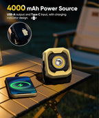 Rechargeable Work Light, 1200LM Magnetic Light with IPX4 Waterproof, 4000mAh Battery Led Work Light, Mechanic Light for Car Repair, Camping, Emergency (1 Pack)