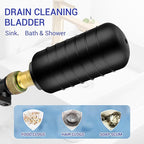 Drain Cleaning Bladder- Fits 1" to 2" Pipes, 3/4" Hose Thread Valve,Ideal for Sinks, Showers, Tubs & Sewer Lines, Rubber, Easy Daily Use, Cold Water Only (L:4" to 6")